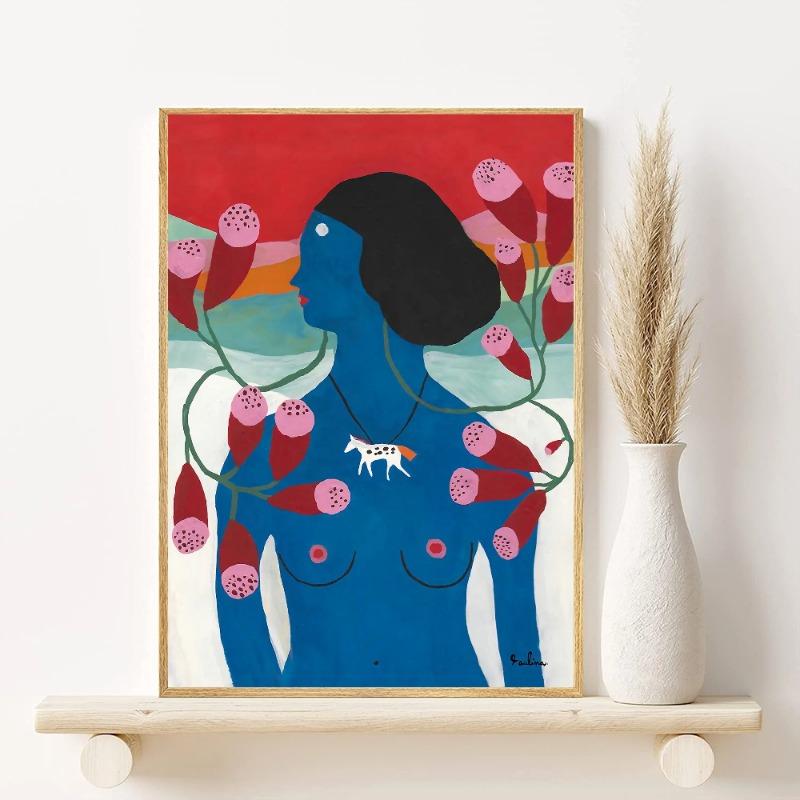 Leopard And Female Art Poster HD art sticky wall waterproof home living room bedroom bar aesthetic decoration