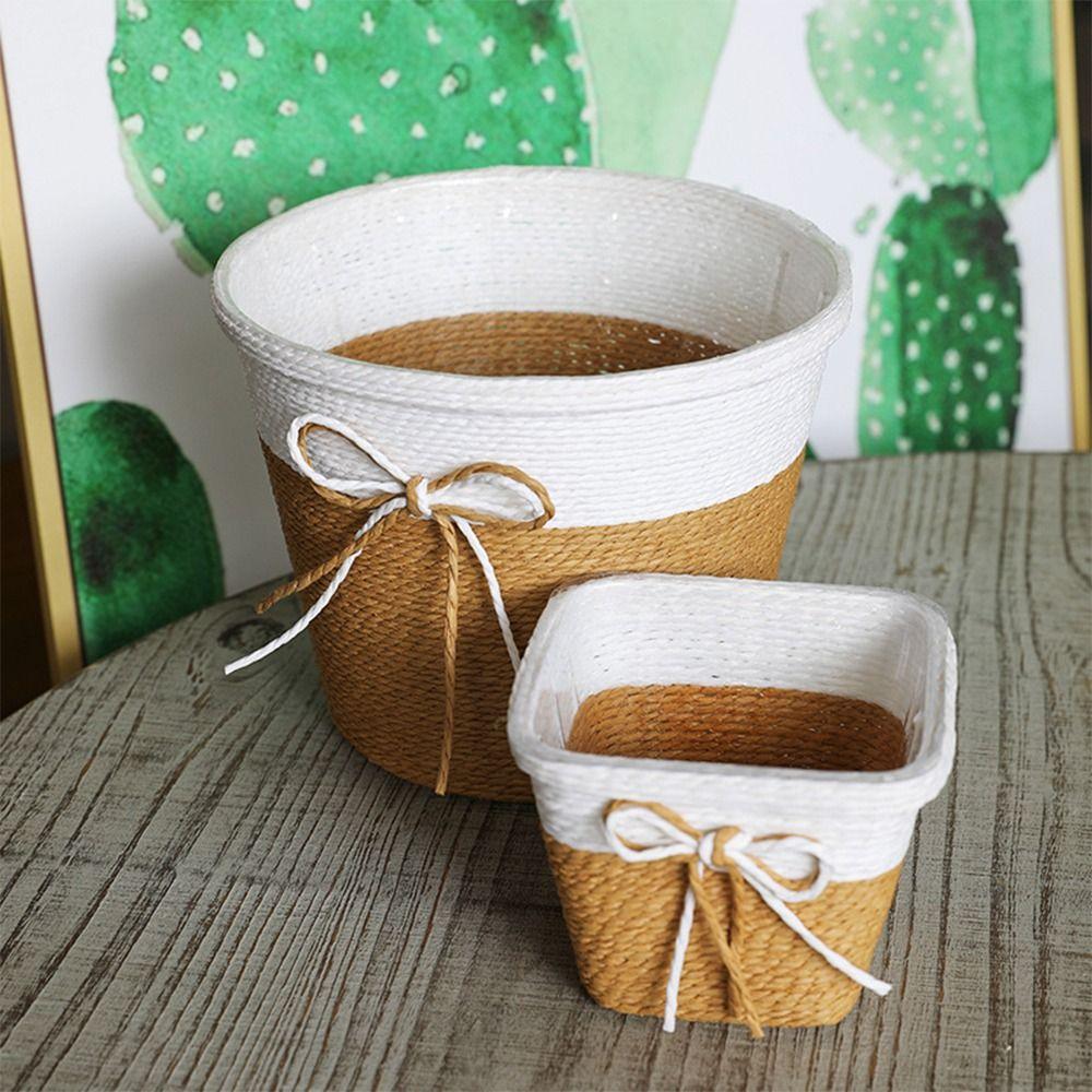 Easy To Use Plant Pot Paper Rope Braided Woven Basket Braided Flower Pot  for Indoor Outdoor Plants