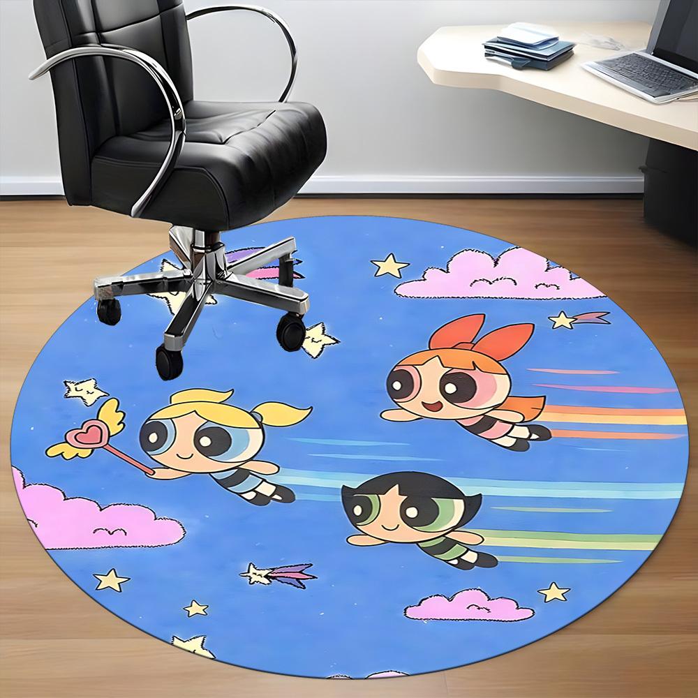1pc Powerpuff Girls Office Round Area Rug, Under Office Chairs Bedroom Living Room Home Decor, Room Decoa1022172