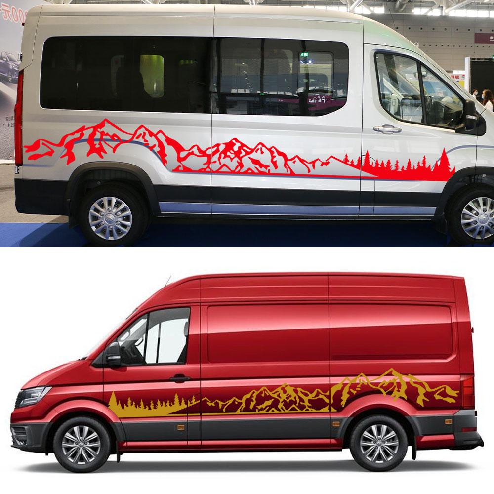 Car Motorhome Camper Van DIY Stripes Mountain Graphics Stickers Decals For Volkswagen VW Crafter Auto Tuning Accessories