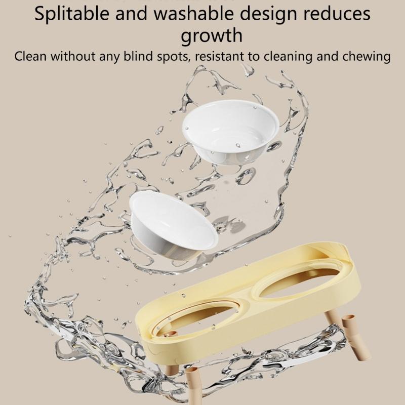 Spill Proof Raised Pet Feeders Double Dishes With Nonskid Rubber Feet For Dog Cats Water Food Bowl Container Kitchen Use