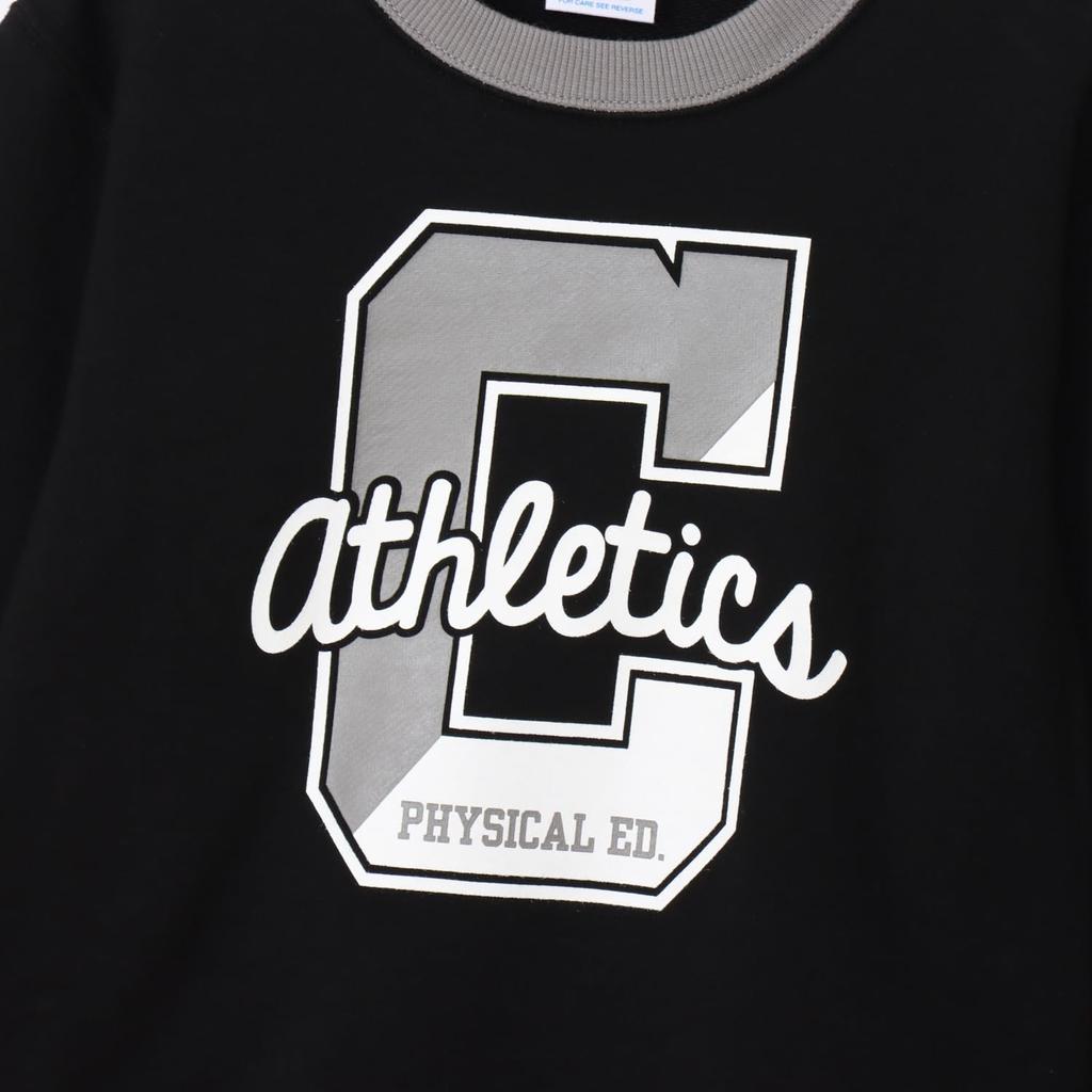 Champion Casual Crew Neck Long Fleece Relaxed Graphic Boys' Sweatshirt, Sleeve, 100% Cotton, Lining, Fit, Print, Black, CK-A008