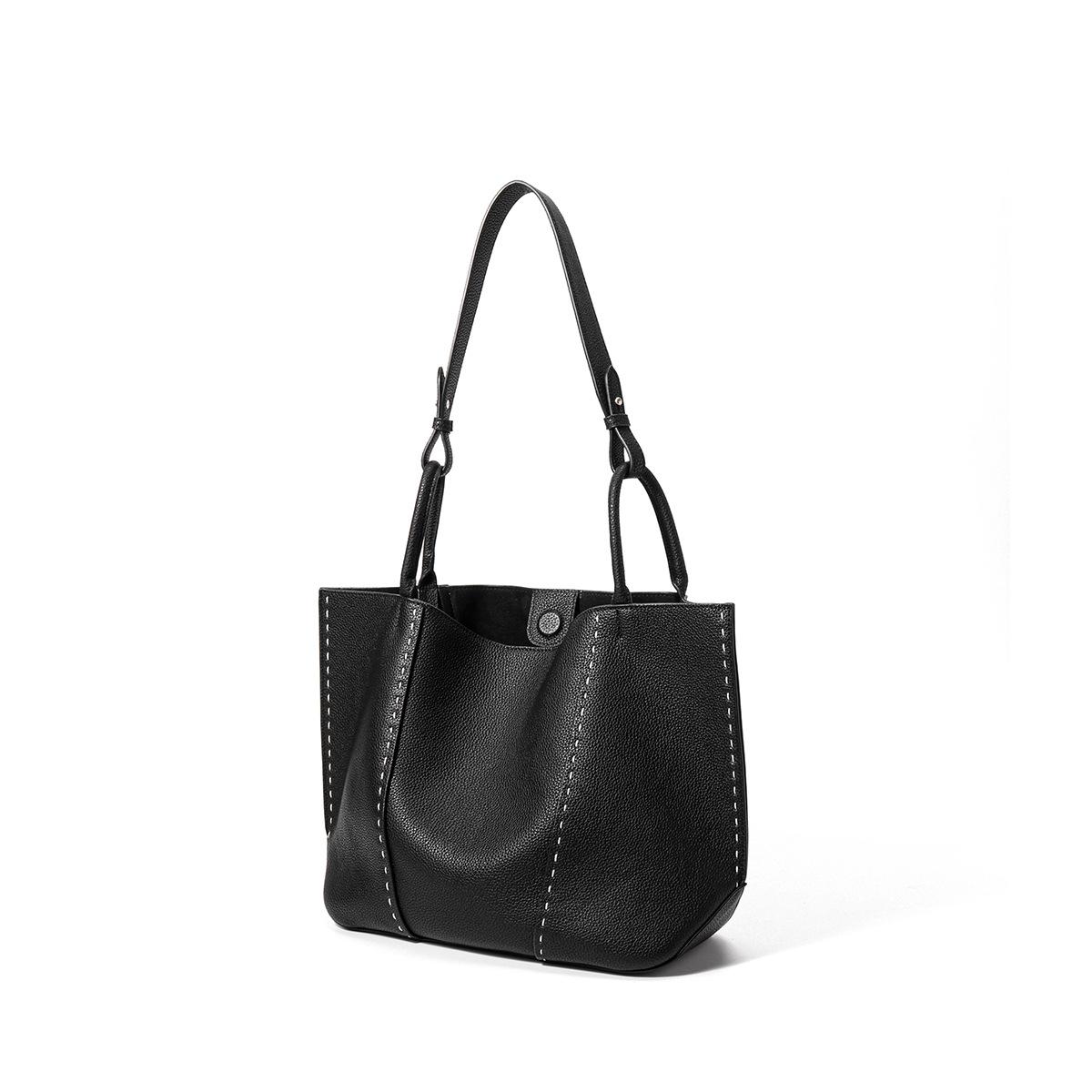 

Tote Bag, Genuine Leather Women s Bag, Large-capacity Commuter Handbag, Large Bag, Single-shoulder Bag чорний