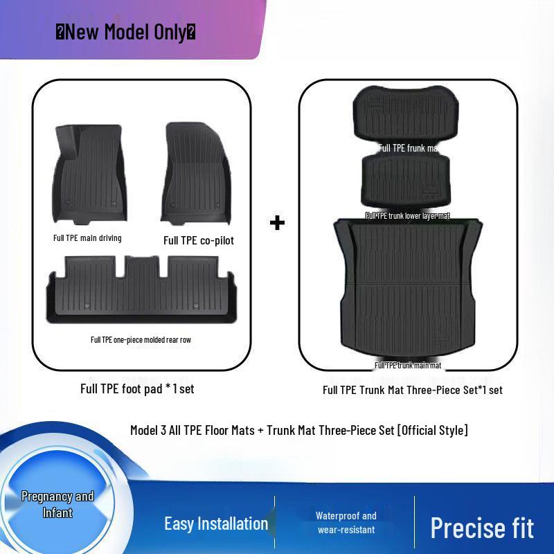 Tesla Model Y & 3 Full Coverage TPE Floor Mats