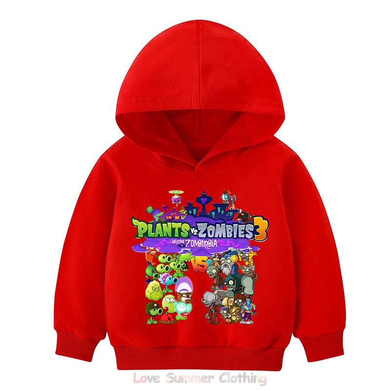 Boys Hoodie Age 4-14 Plants HD Print Zombies Thin Girls Pullover Girls Casual Wear Fall Hoodie Long Sleeve Polyester New Arrivals 2025