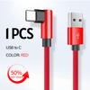 60W USB Type-C 90° Fast Charging Cable Degree Elbow Type-C Fast Charging Cord for Samsung Xiaomi Huawei OnePlus Android Devices
