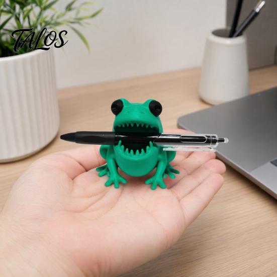 Talos Cute Frog Pen Holder, 3D Printed Figurine, Cartoon Desk Organizer, Multifunctional Storage for Pens Pencils Markers, Office School Decor