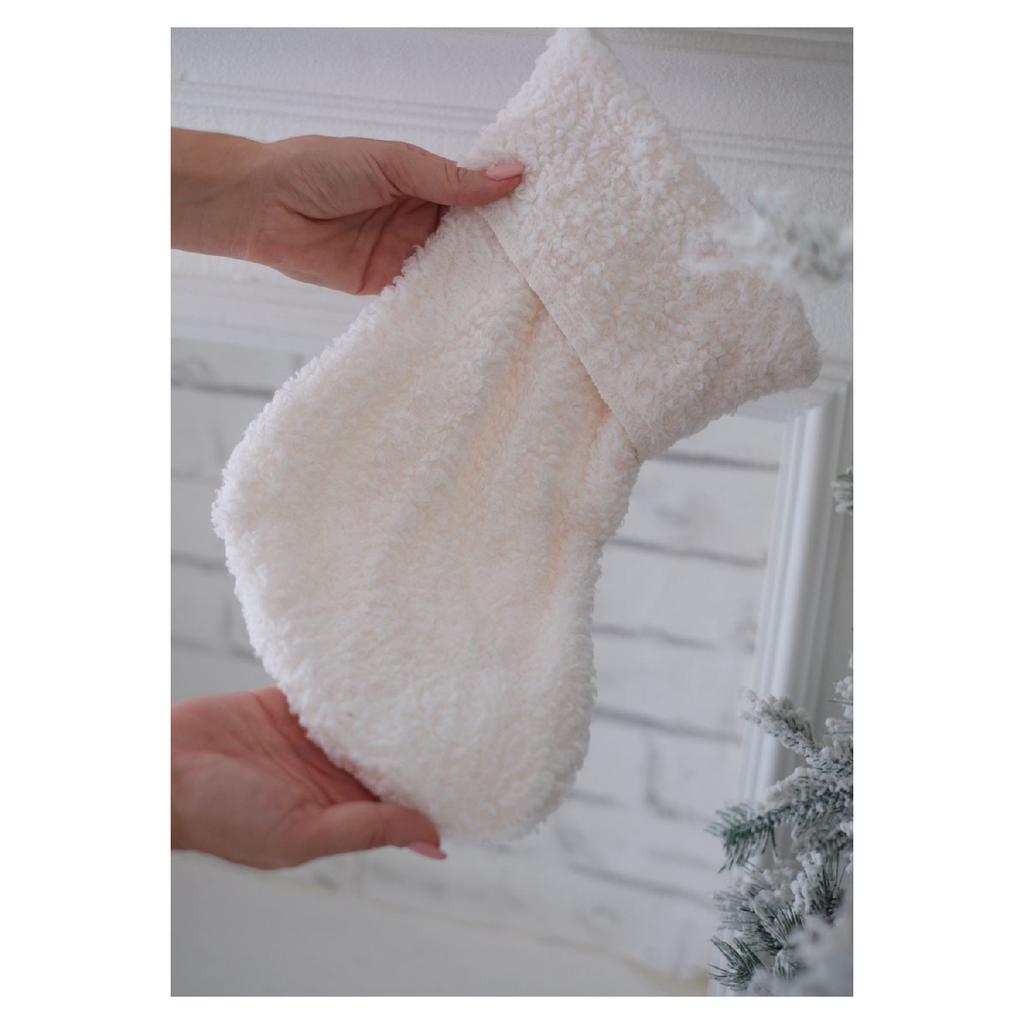 New Year's Plush Fireplace Sock Large Size Sock Teddy White