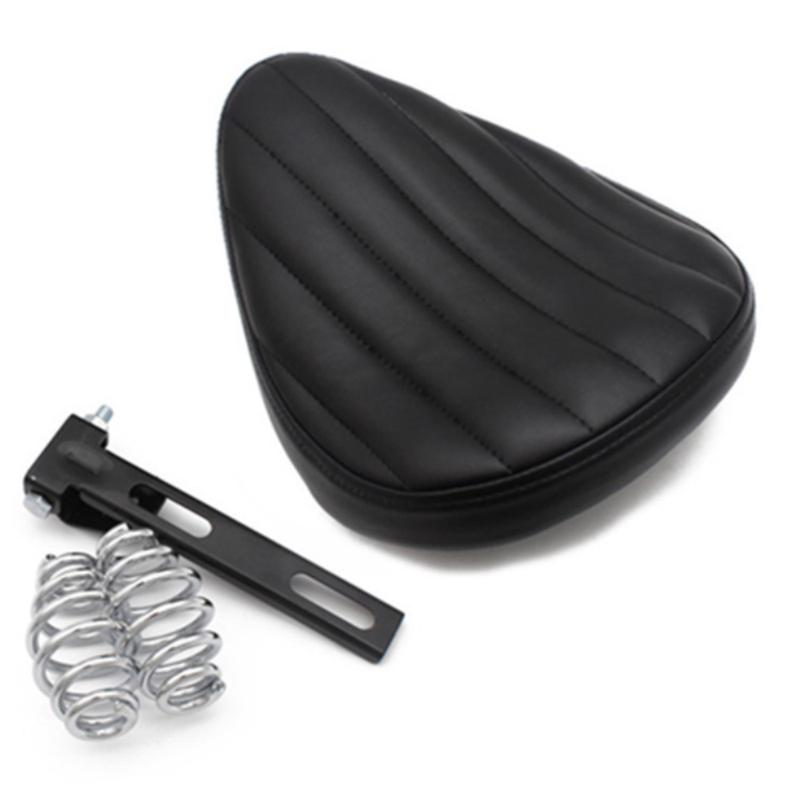Motorcycle Leather Saddle Seat Retro Black Leather Solo Seat for Harley Custom Chopper Bobber Honda Yamaha Kawasaki Suzuki