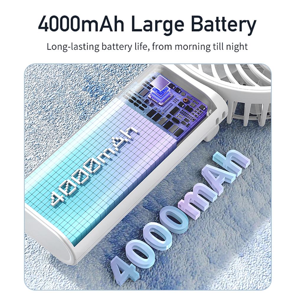 Portable Handheld Foldable Fan Power Bank Feature Rechargeable Hands-Free Compact Lightweight for Travel Office Outdoor Daily