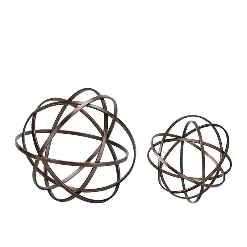 Metal Handicraft Golden Ring Geometric Hollow Balls Crossed Sphere Pendant Line Metal Figurine Home Decoration Accessories