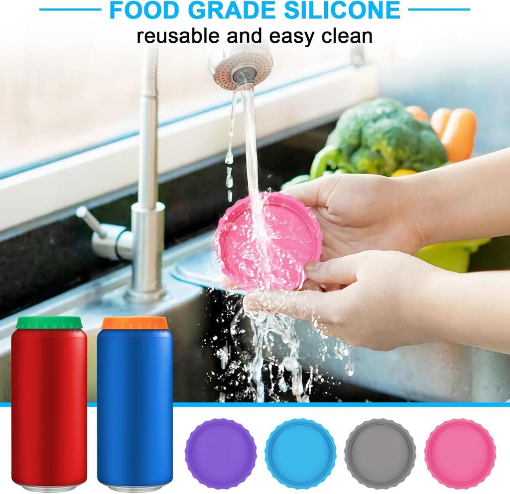 6er-Pack Silikon-Limonaden-Dosenabdeckungen, Wiederverwendbare Limodosen-Abdeckungen, Bierdosen-Abdeckungen, Softdrink-Dosen-Abdeckungen, BPA-freie Silikon-Dosenabdeckung