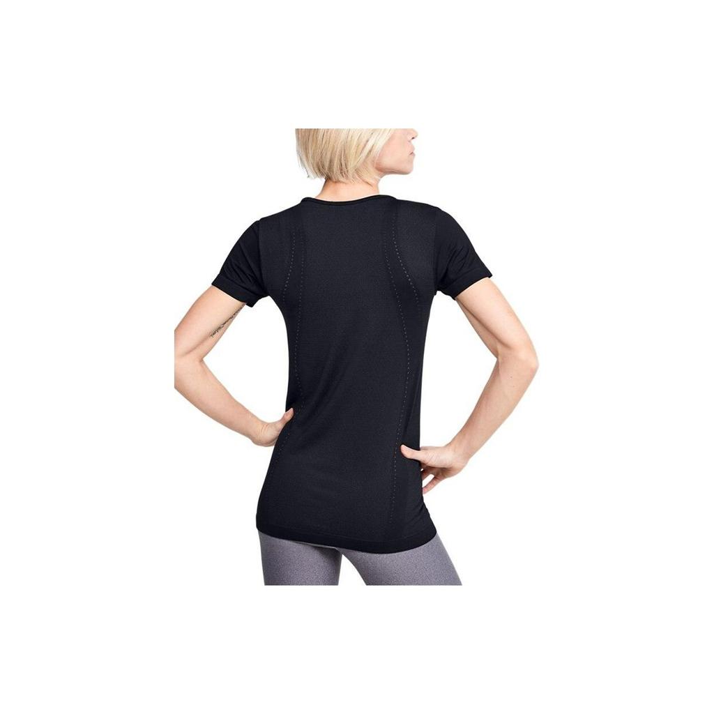Under Armour Seamless Training Sports T-Shirt Women Tops Black 1351604-001