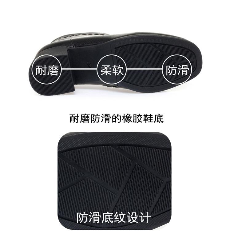 Square Head Short Boots Women's Spring and Autumn Single Boots, New Martin Boots Autumn and Winter Soft Leather Velvet Boots Professional Women's Boot