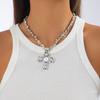 Irregular Beads Cross Pendant Chain Chunky Beads Choker Necklace Clavicle Chain  Women's Jewelry