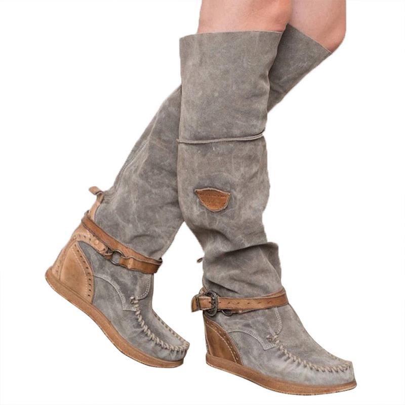 

Женские ботфорты Высокие ботинки Плоская подошва 2025 Зимняя женская обувь Пряжка Бахрома Теплые ботинки Дропшиппинг 896 37