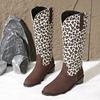 Fashion Women's Fashionable Leopard Print Suede Mid-tube Boots New European Temperament Outdoor Boots Beautiful Commuter Large-size Boot