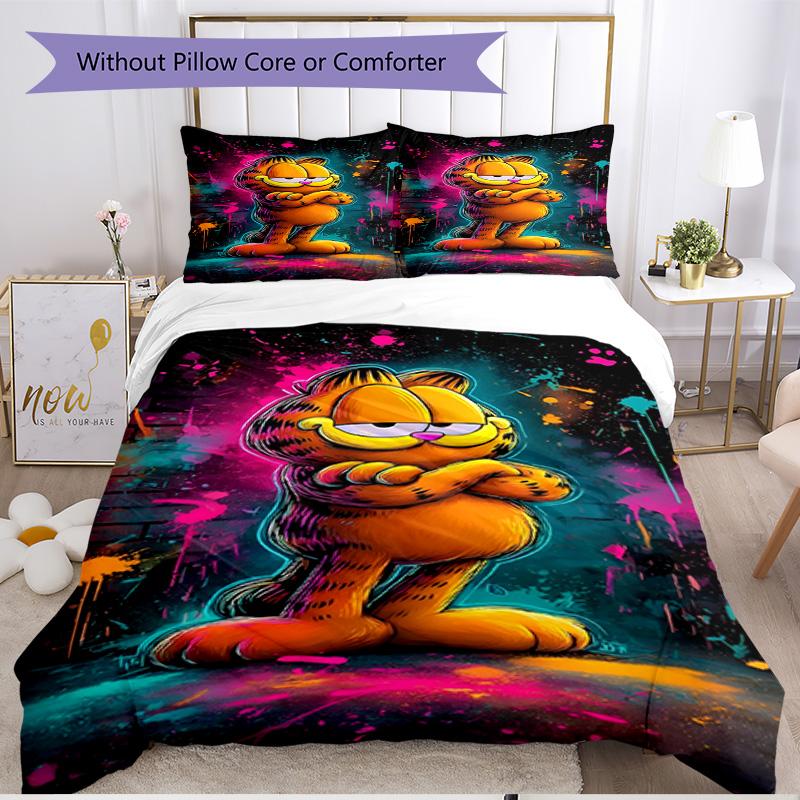 3pcs Duvet Cover Set (1*Duvet Cover + 2*Pillowcase, Without Core), Garfield Print Soft All‑Season Bedding Set, Home Bedroom Decor Gift