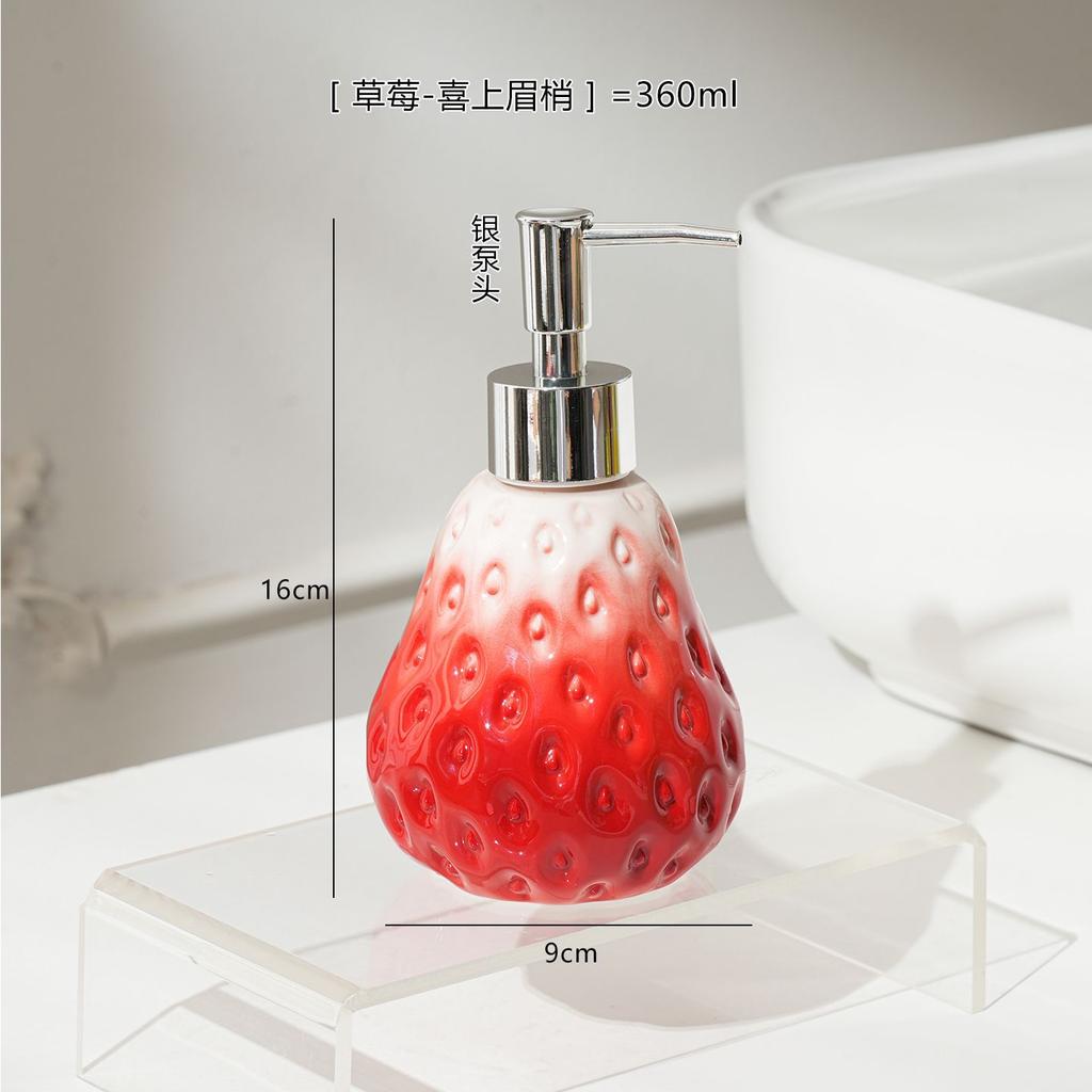 Creative Ceramic Lotion Bottle Hand Soap Hotel Bathroom Shower Gel Shampoo Dispenser Cartoon Strawberry Soap Dispenser Bathroom