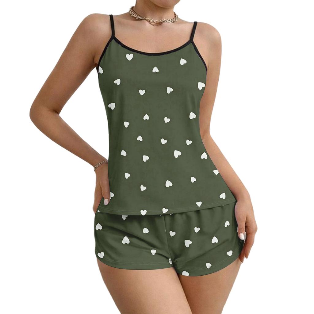 Women Soft 2 Piece Pajamas Set Sleeveless Shorts Set Loungewear Sets Pyjamas Nightwear