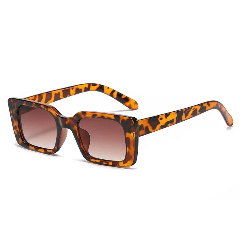 

Vintage Beach/Travel Gradient Women S Fashion Rectangle Leopard Sun Glasses Shades Men Square Sunglasses Luxury Designer Lenses