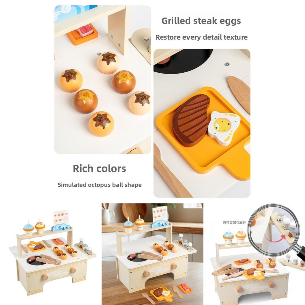 Wooden Childrens Kitchen Pretend Toy With Food Stalls For Visual Development And Parentchild Bonding