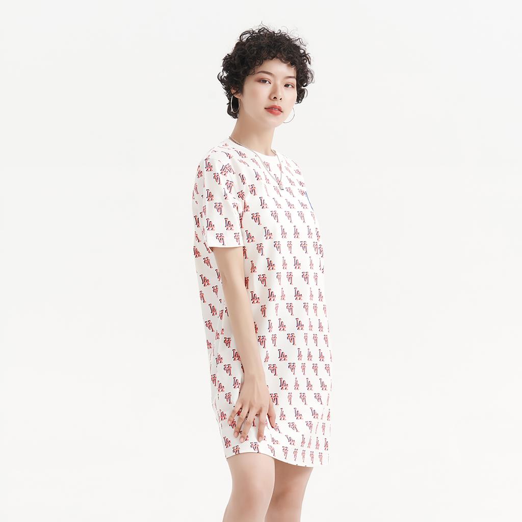 New MLB Short Sleeved Dress Women's White 3FOPM0133-07CRS