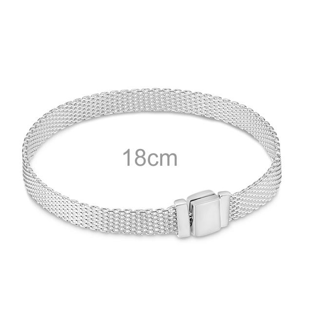 925 Sterling Silver Mesh Safety Chain Clip Bee Butterfly Round Charm Beads Fit Original Fasion Mesh Bracelet Silver 925 Jewelry