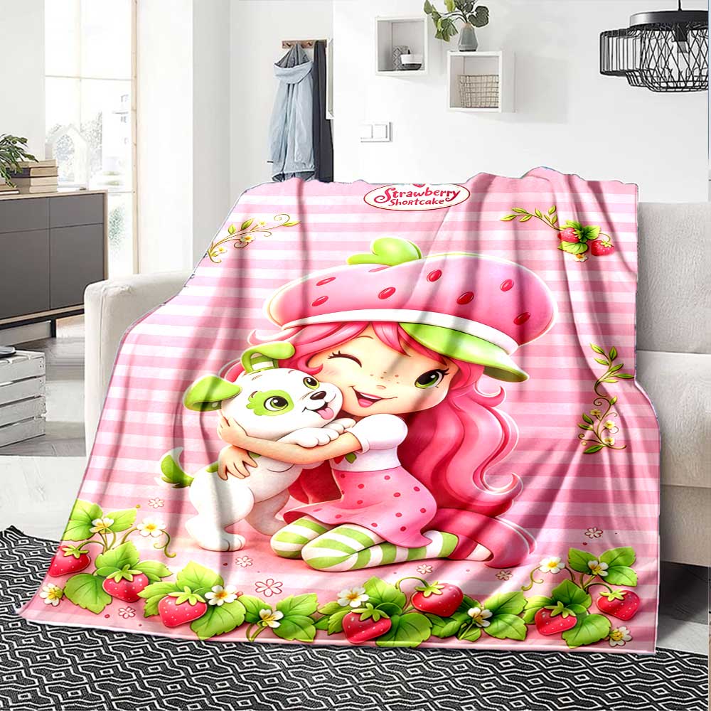 Strawberry Shortcake'S Cute Moment Blanket Soft Warm Cozy Throw Blanket for Office Chair Sofa Couch Office Bed Picnics Warmthful Decor Gifts Y2