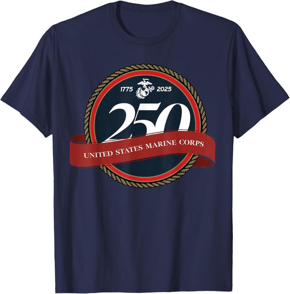 US Marine Corps 250th Birthday Seal T-Shirt 100% Cotton O-Neck Short Sleeve Summer Casual Mens T-shirt Streetwear