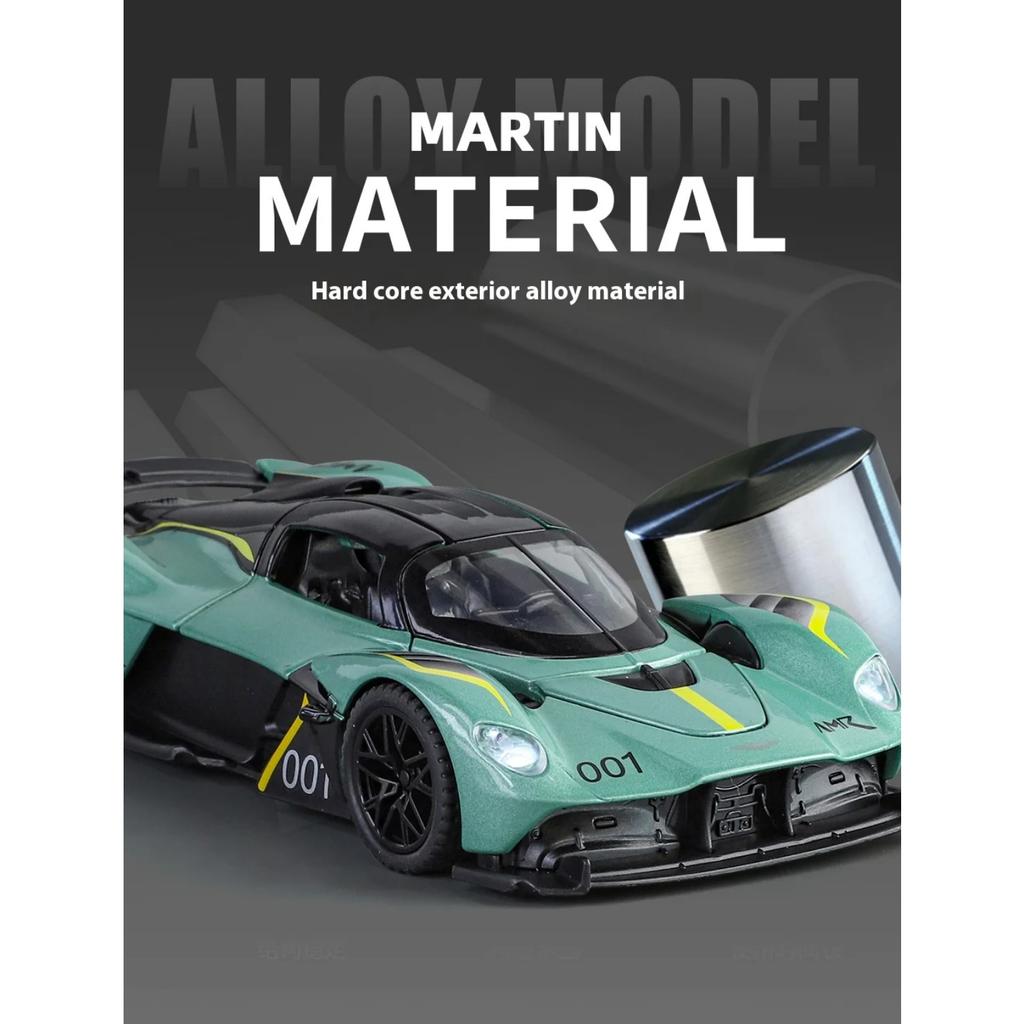1/32 Scale Aston Martin Valkyrie AMR 001 Supercar Alloy Die Casting Metal Model Car Sound and Light Children's Toy Car Gifts for Boy