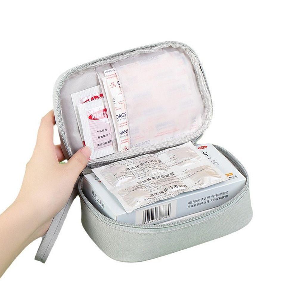 Mehrschichtige Erste-Hilfe-Tasche Rosa/Blau/Grau Aufbewahrungstasche Langlebige Notfallsets Reise