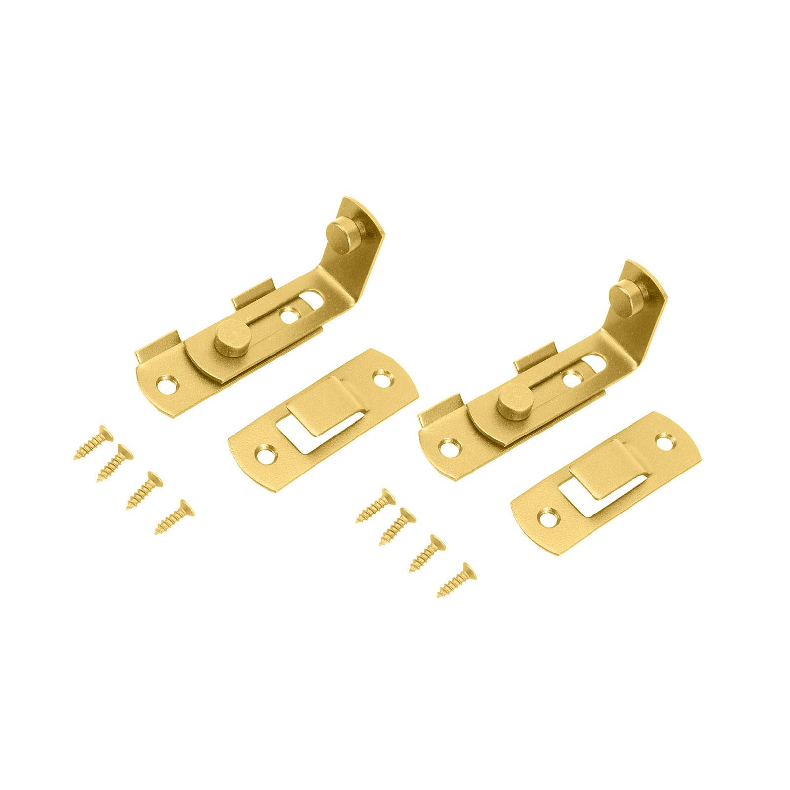 

2 шт. задвижки-защелки с откидной дверцей, 90 градусов, дверной замок из нержавеющей стали для внутреннего и наружного использования на окне, заборе, двери для питомца золотой