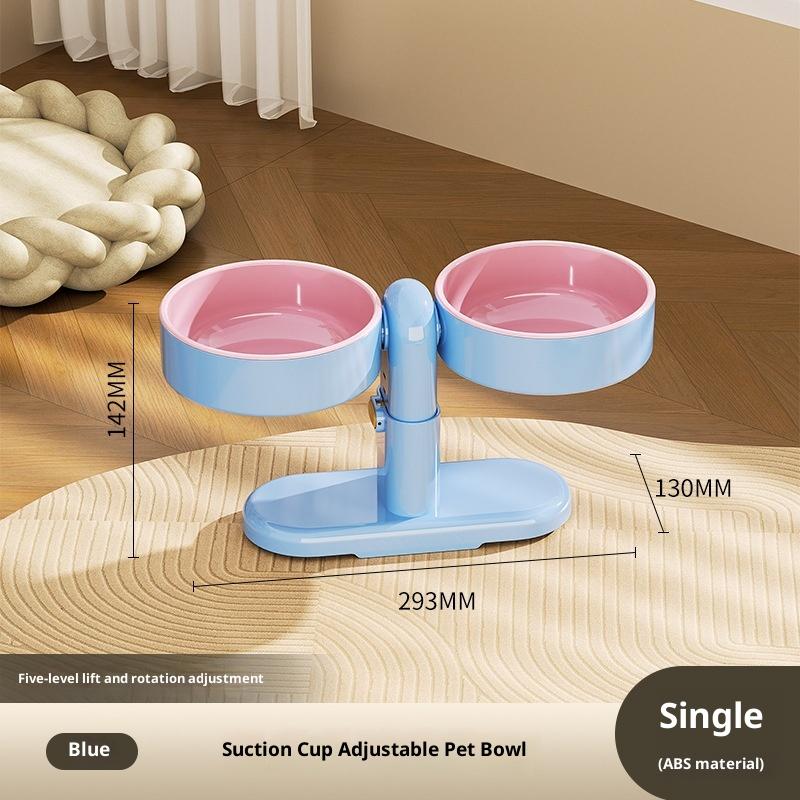 

Pet High Footed Double Bowl Adjustable Height Sucker Pet Feeder Anti-Spill Wall Mounted Rotatable Angle Elevated Pet Feeder Bowl A2