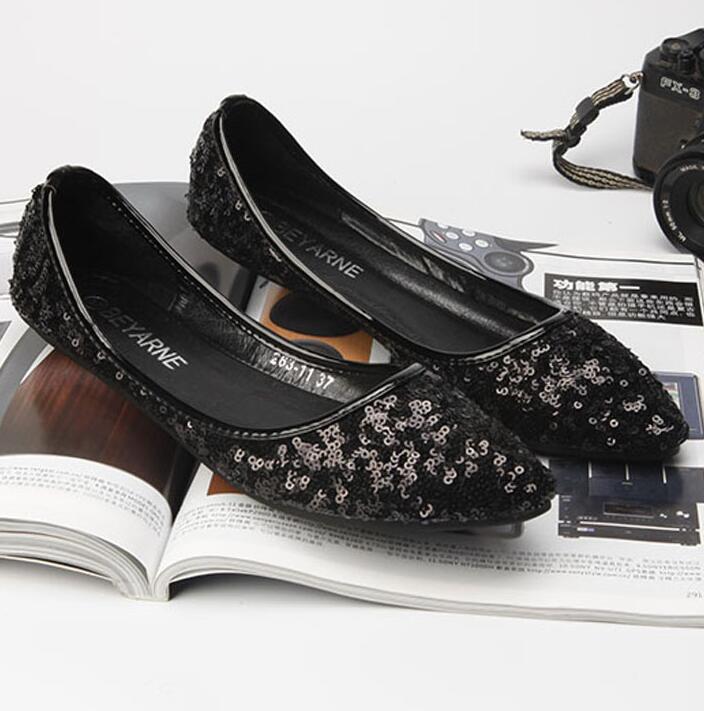 

Модные золотые блестящие одинарные мокасины большого размера с неглубоким острым носком, слипоны, ленивые лоферы, блестящие пайетки, мягкие эспадрильи, женская обувь 5 чёрный