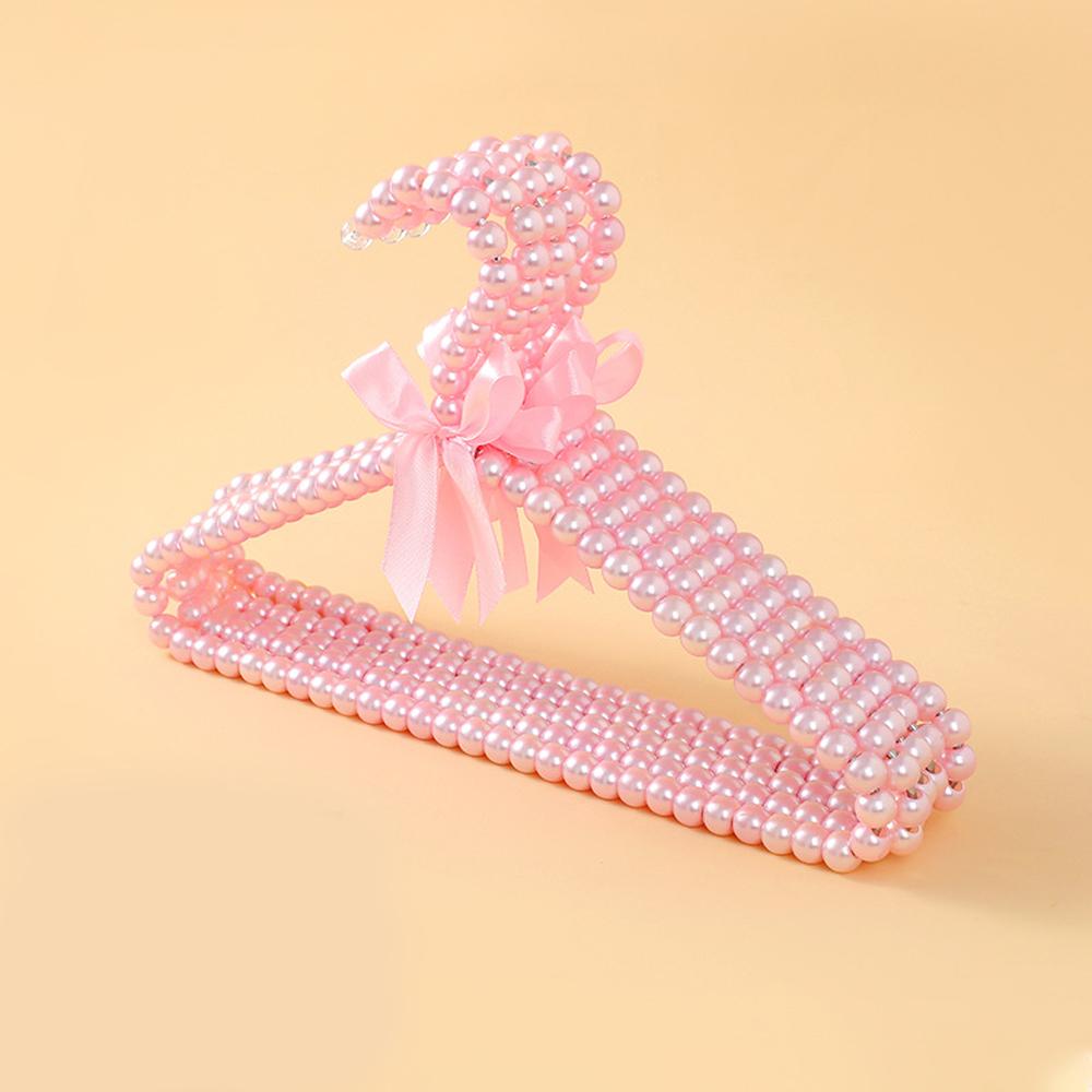 5pcs Pet Clothes Hanger Artifical Pearl Bow Rack Dog Hanger Plastic Pearl Bead Clothes Hangers Cat Clothing Kid Hangers Orga