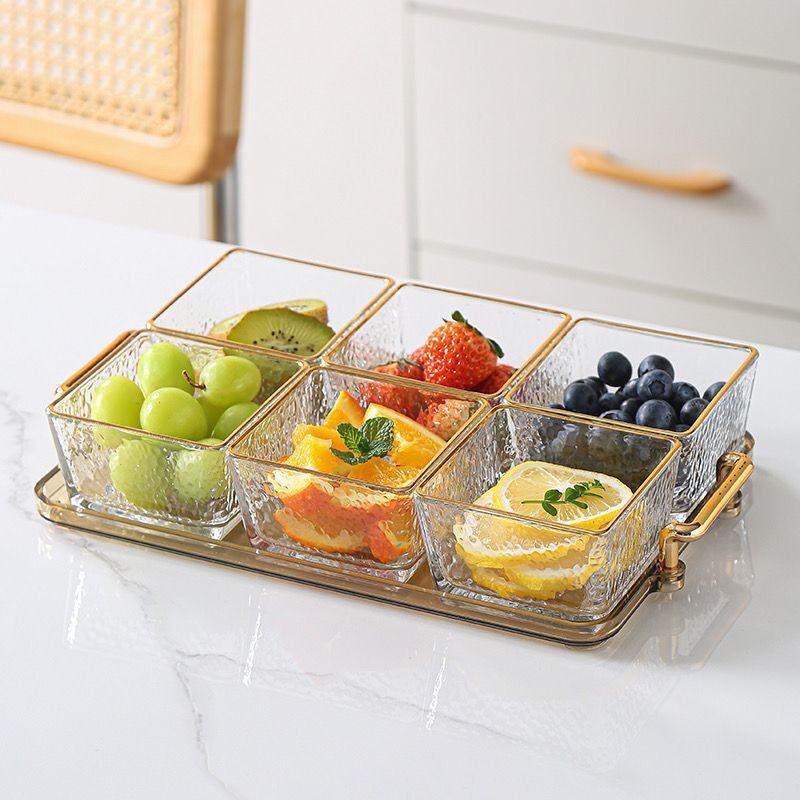 Luxury Glass Divided Serving Tray Six-Grid
