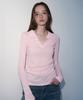 Ledeoli Soft Ribbed Collar Top [Pink]