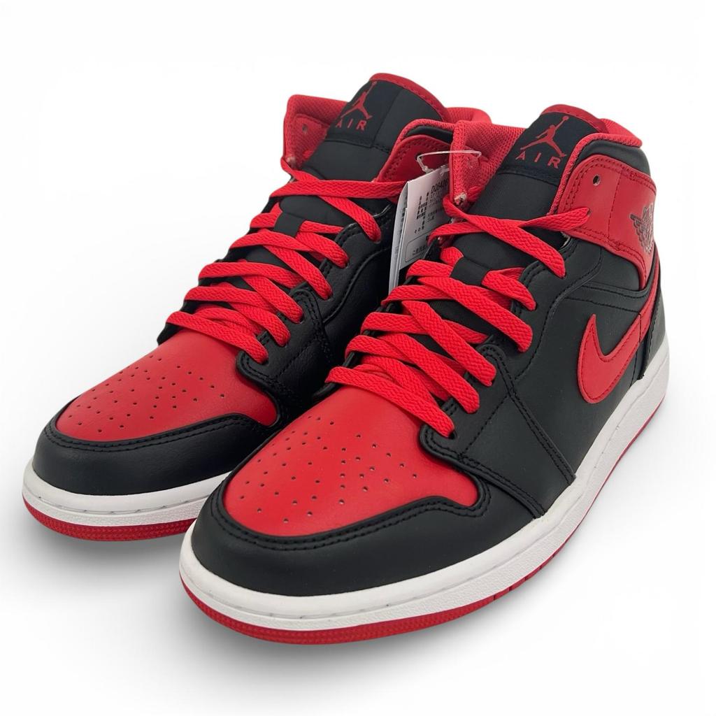 Pristine NIKE High cut sneakers AIR JORDAN 1 MID black leather mens DQ8426-060 Used