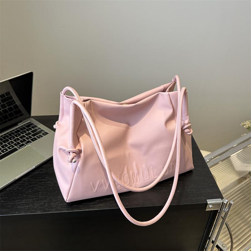 Stylish Pu Tote Bag For Women With Chic Design Soft Leather Shoulder Bag In Black Pink White Khaki