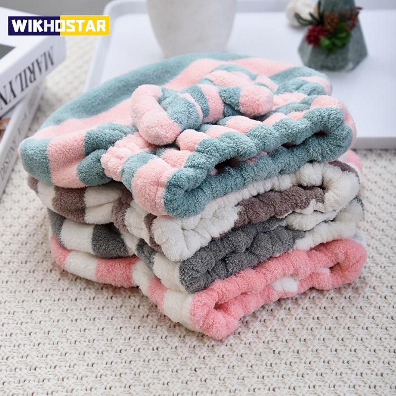 

1 шт. Сухий рушник для волосся Швидкосихаюча шапка для волосся Шапочка для душу для жінок Смугастий візерунок Супервбираючі банні аксесуари Шапочки для волосся коричневий