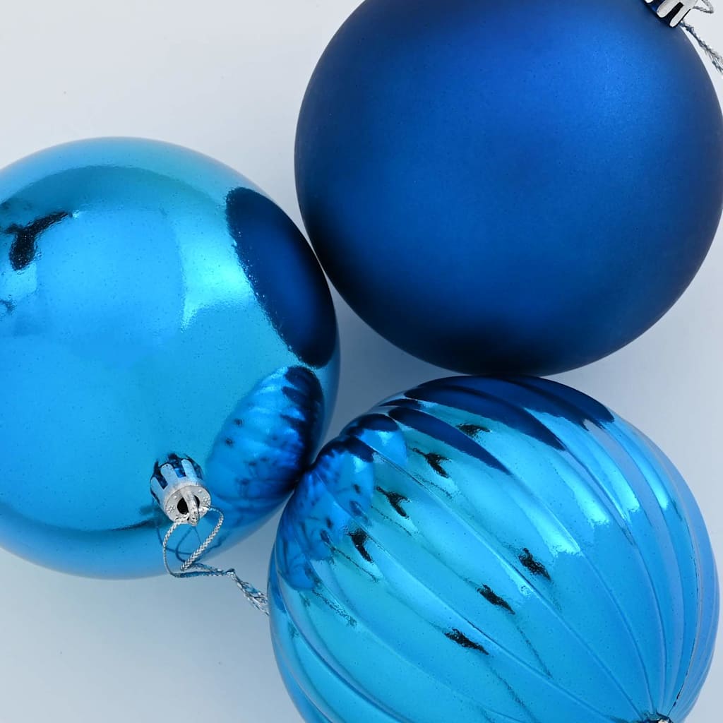 XXL Christmas Ornament Set 3 pcs Blue Plastic