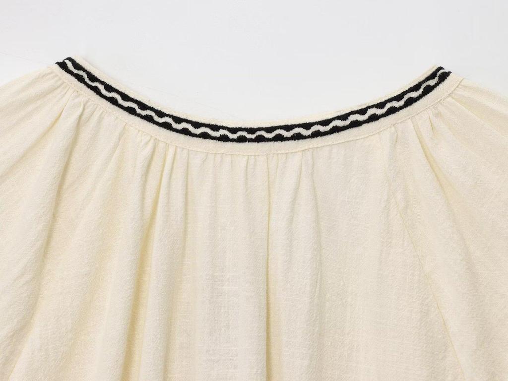 European and American Women's Color-Block Embroidered Fashion Shirt