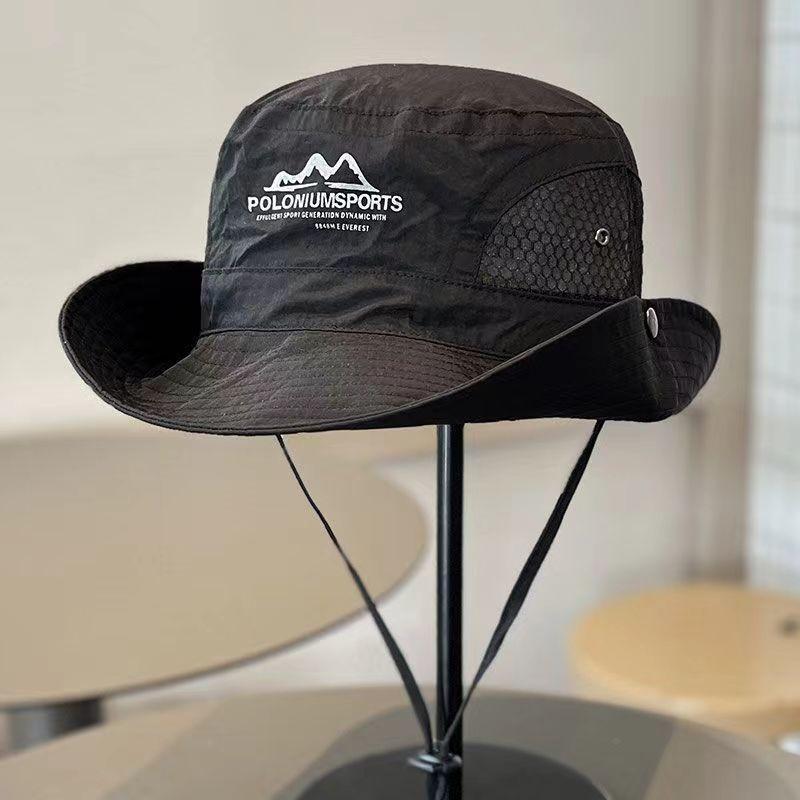 Summer Brimmed Wide Fishermans Hat With Letter Print And Mesh Breathable Design