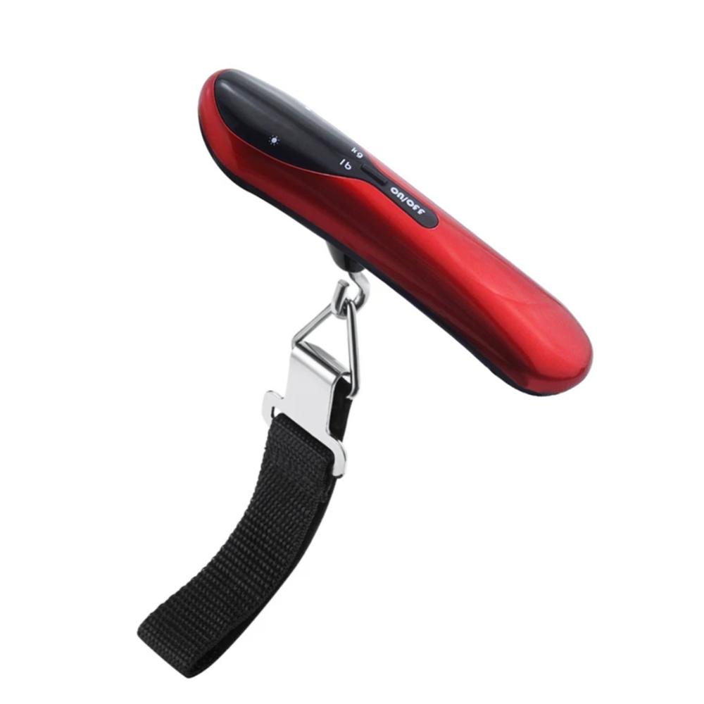 Handheld Digital Luggage Scale 50kg/110lb Capacity Portable LCD Display Hanging Weight Balance for Suitcase and Travel Weighing красный