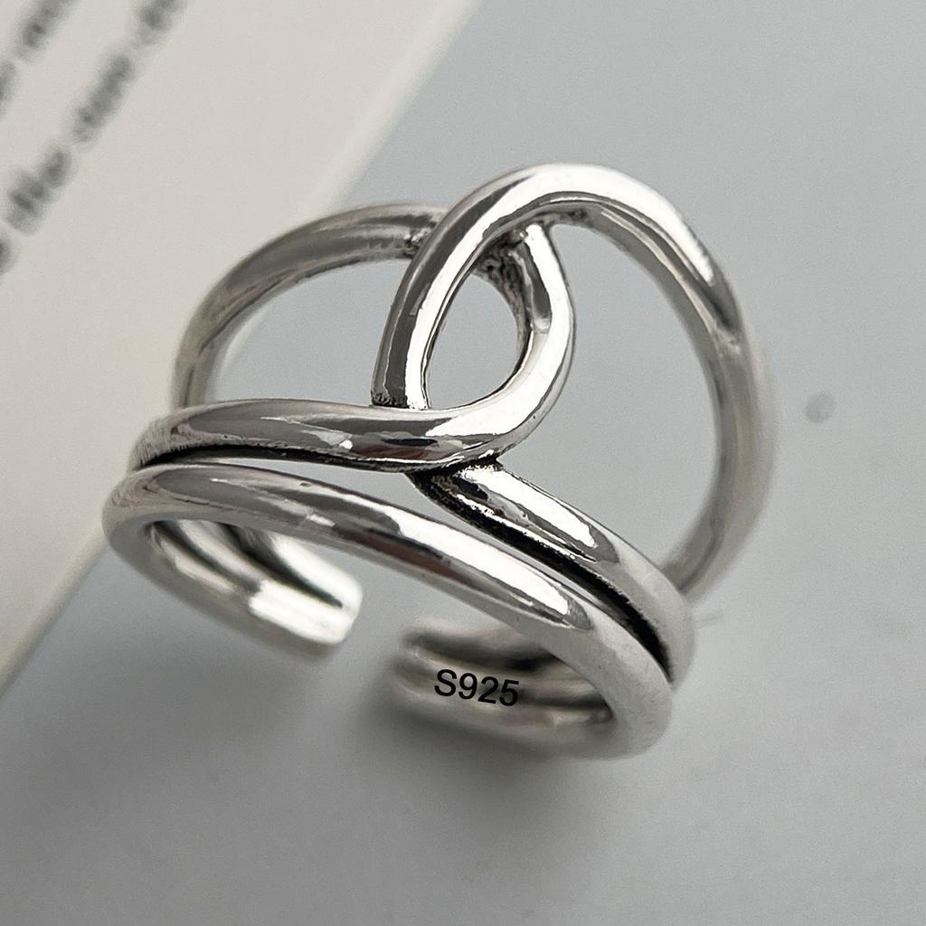 925 Sterling Silver Rings for Women Couple Minimalist Handmade Simple Retro Flower Heart Ring Fine Jewelry Gift Prevent Allergy