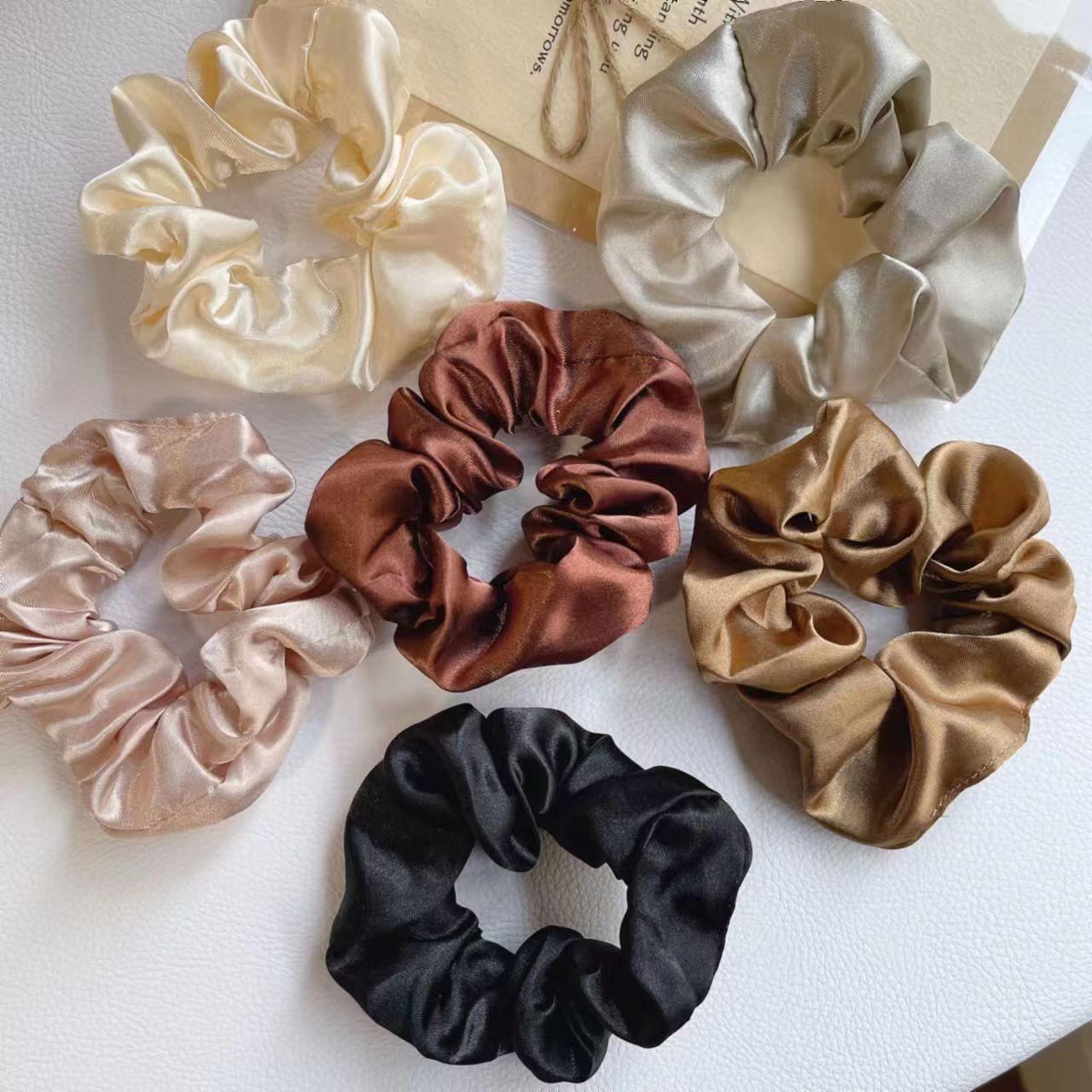 Scrunchies Satin Fabric Large Intestine Hair Band Tied Head Rubber Band Hair Rope Fashion Head Flower