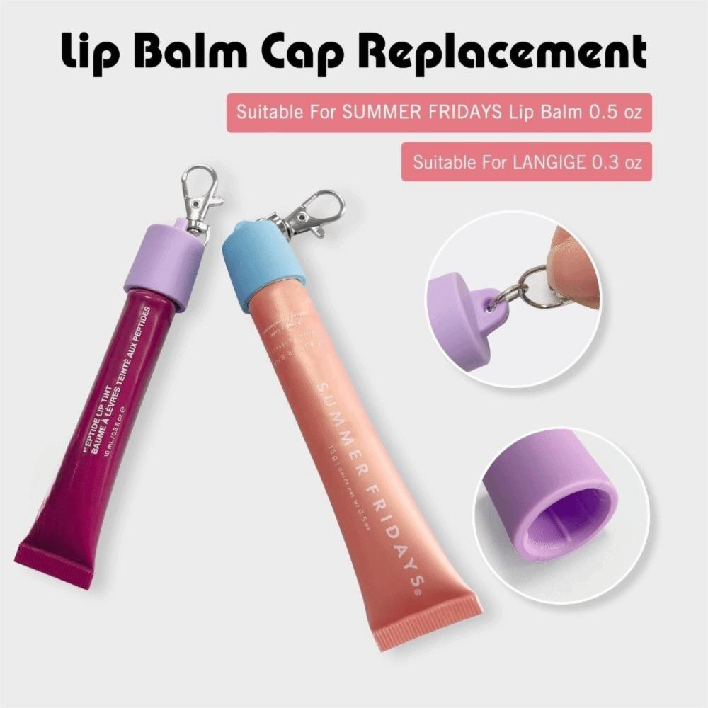 Portable Silicone Lip Balm Keychain Cap Bag Pendant Makeup Tool Accessories Lipstick Storage Cap Key Ring Lip Gloss Keychain Cap