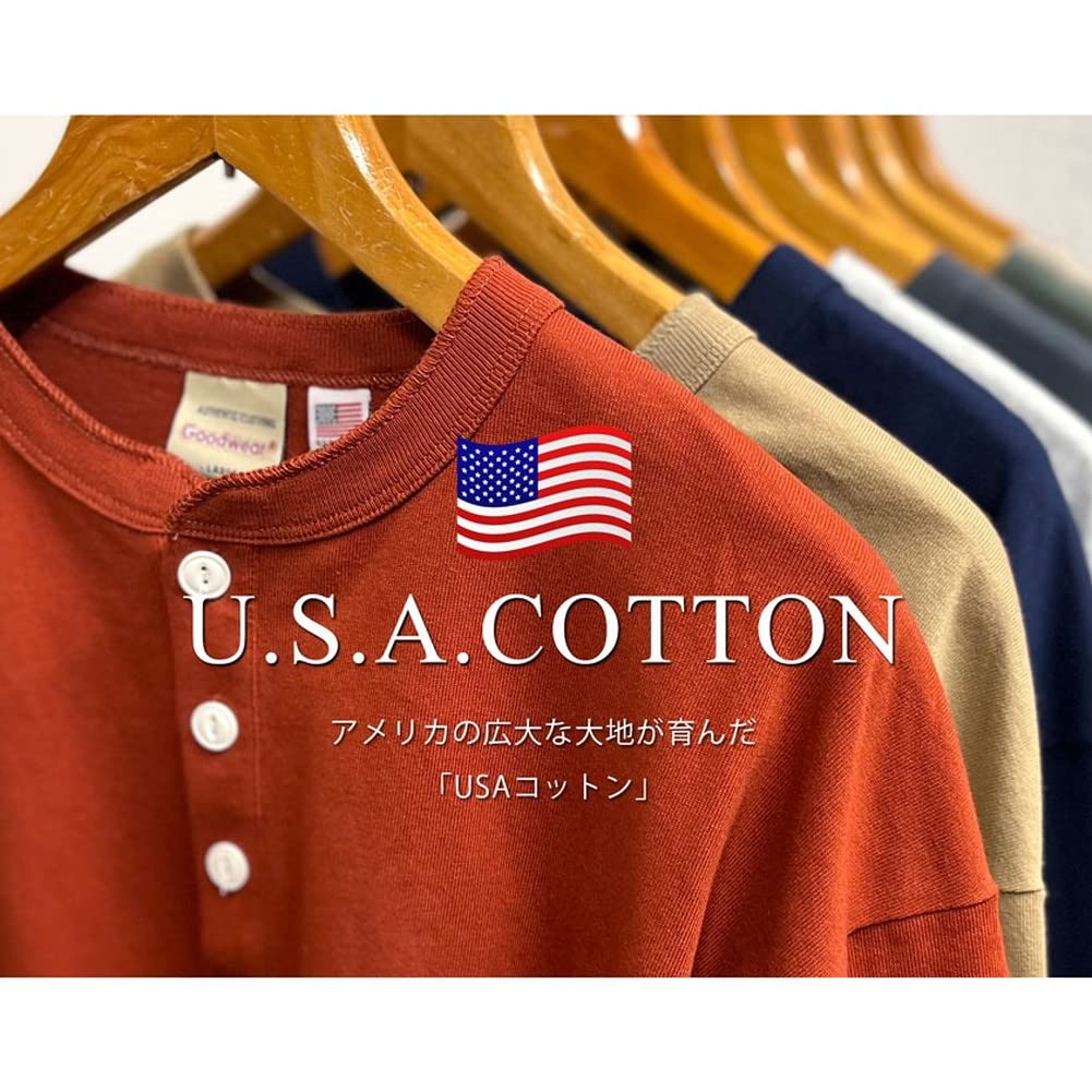 Unisex 7oz USA Baumwolle Schwergewicht Henley-Ausschnitt Einfarbig Kurzarm 46 91 [Good Wear] Herren T-Shirt 2W7-2522 [-] (L) (KHA BRN/Khakibraun)