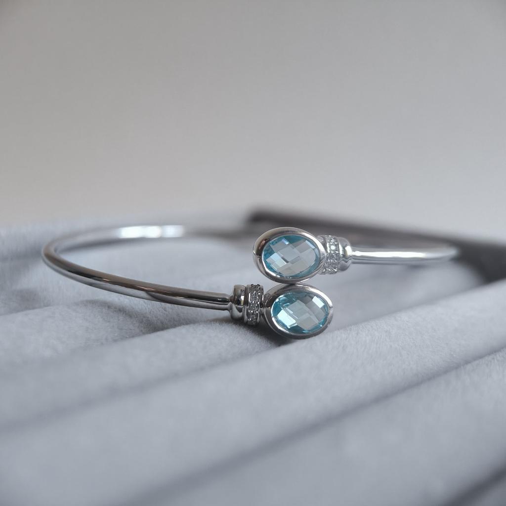 Silver Bracelet with Natural Topaz 2.996ct, Cubic Zirconia, Item Weight 7.92 G (2206798)